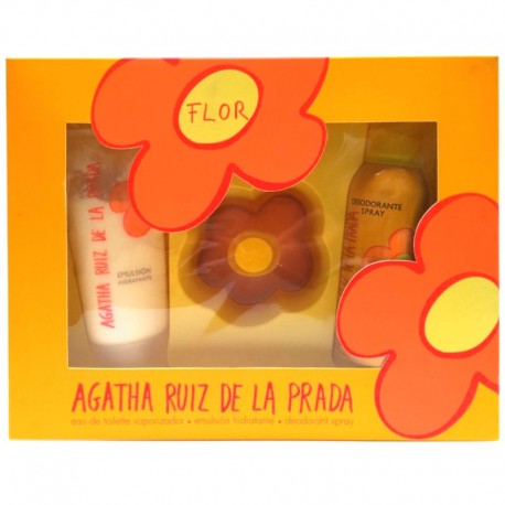 Agatha Ruiz de la Prada Flor Estuche edt 100 ml spray + Body Lotion 150 ml  + Desodorante Spray 150 ml - Perfumeria Ana