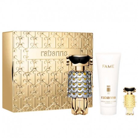 Rabanne Fame Estuche edp 80 ml spray Recargable + Body Lotion 100 ml + Miniatura 4 ml spray