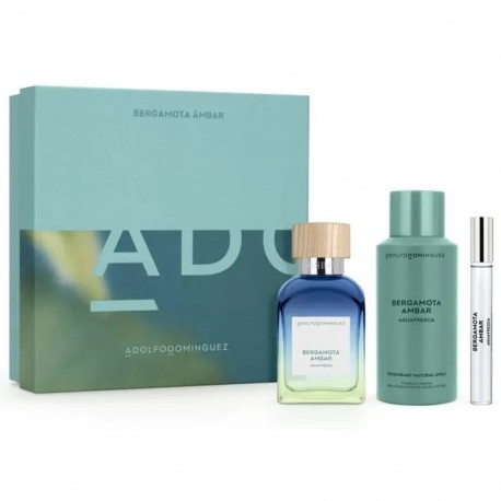 Adolfo Dominguez Agua Fresca Bergamota Ambar edt 120 ml spray Recargable + edp 10 ml spray + Desodorante 150 ml spray 